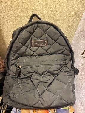 Marc Jacobs Quilted Dark Gray Backpack with Front Zip Pocket